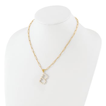 Gold Tone Sterling Silver 3-5.5mm Freshwater Cultured Pearl LETTER B
18-inch Necklace
