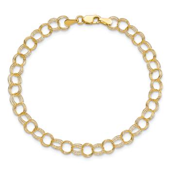 10k Yellow Gold 6mm Triple Link Charm Bracelet