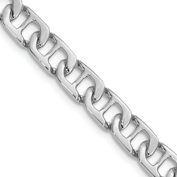 Rhodium Over 14k White Gold 6.5mm Hand-polished Fancy Mariner Link Bracelet