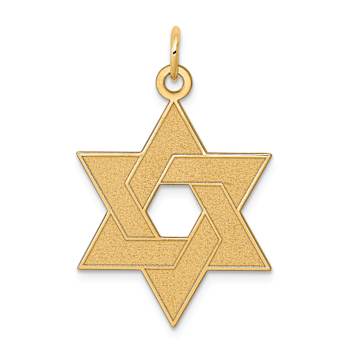14k Yellow Gold Laser Design Satin Star of David Pendant