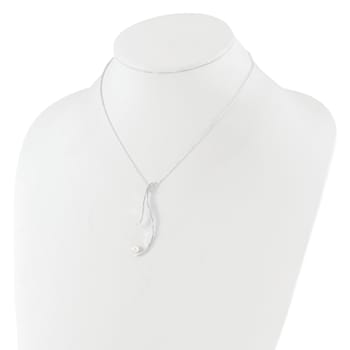 Sterling Silver Polished and Hammered Freshwater Cultured Pearl with
2-inch Extension Necklace