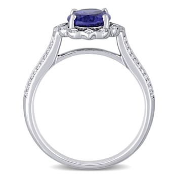 Tanzanite and Diamond 14K White Gold Ring 1.95ctw