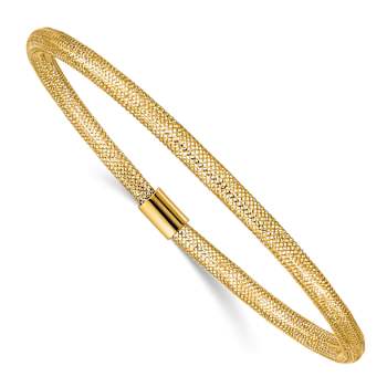 10k Yellow Gold 3mm Stretch Mesh Slip-On Bracelet