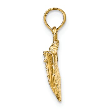 14k Yellow Gold Textured Conch Shell Pendant