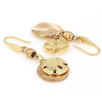 Sand Dollar Dangle Earrings In Gold-Tone