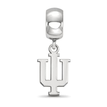 Sterling Silver Rhodium-plated LogoArt Indiana University Small Dangle Bead
