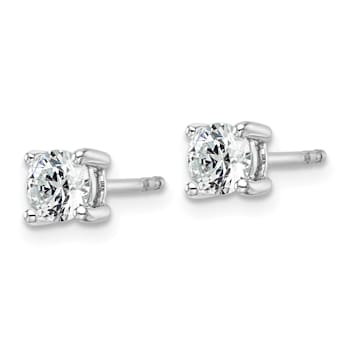 White Lab-Grown Diamond 14k White Gold G-H SI 4-Prong Stud Earrings 0.74ctw