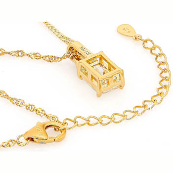 Diamond Simulant Rectangular Octagonal And White Zircon Pendant Necklace
In 18K Gold Over Sterling Silver 3.33ctw