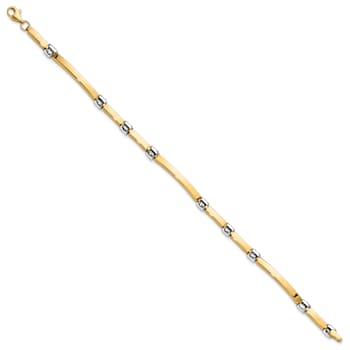 14k Two-tone Gold 4.5mm Polished Fancy Link Bracelet