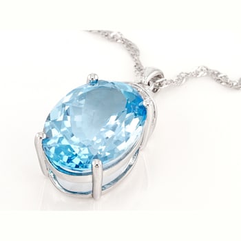 Blue Topaz Rhodium Over Silver Pendant With Chain 13.85ctw