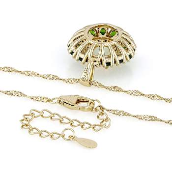 Opal, Chrome Diopside And Yellow Diamond Pendant Necklace In 18K Gold
Over Sterling Silver 3.25ctw