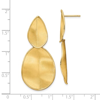 14K Yellow Gold Polished Textured Post Dangle Earrings