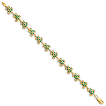 14k Yellow Gold with Green Enamel Sea Turtle Bracelet