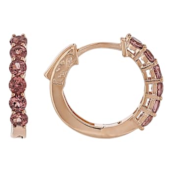 Color Shift Garnet Hoops In 18K Rose Gold Over Sterling Silver 1.73ctw
