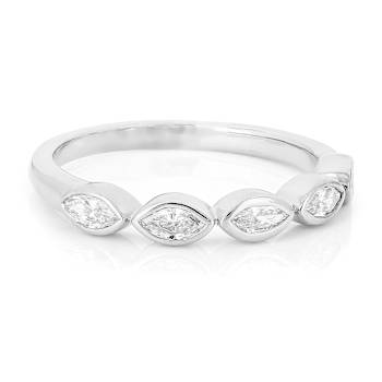 Polished Lab-Grown Marquise Diamond Band Ring In 10K White Gold