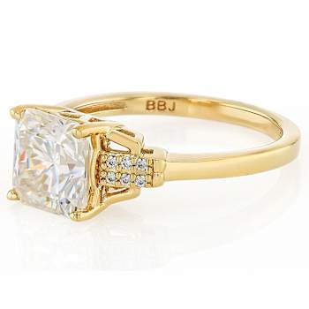 Diamond Simulant Square Octagonal Ring In 18K Gold Over Sterling Silver 3.49ctw