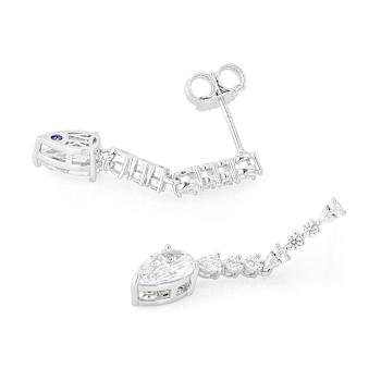 CZ Round And Pear Drop Earrings In Platinum-Enhanced Sterling Silver 3.66ctw