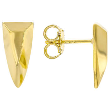 Polished Rectangular Bar Stud Earrings In 18K Gold Over Sterling Silver