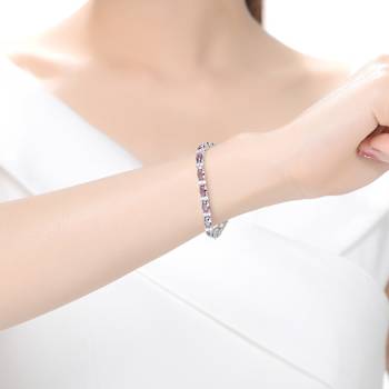 Amethyst Color CZ Tennis Bracelet In Sterling Silver