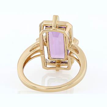 Amethyst Rectangular Octagonal And White Zircon Ring In 18K Gold Over
Sterling Silver 3.44ctw