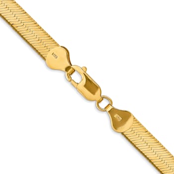 14K Yellow Gold 6.5mm Silky Herringbone Chain Necklace