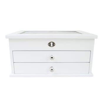 Mele and Co Large Lili Glass Top Wooden Jewelry Box