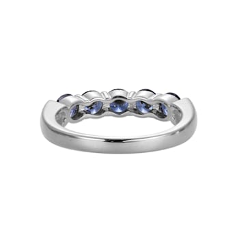 Blue Cubic Zirconia Platinum Over Sterling Silver Ring 1.77ctw