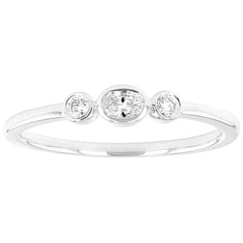 White Lab-Grown Diamond 14kt White Gold 3-Stone Ring 0.15ctw