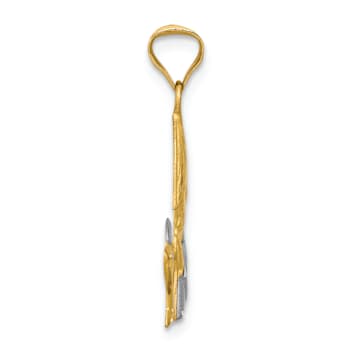 14k Yellow Gold and Rhodium Over 14k Yellow Gold Diamond-Cut Satin Girl
Communion Pendant