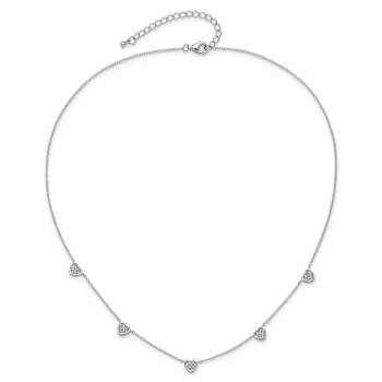 Rhodium Over Sterling Silver with Cubic Zirconia Hearts 16-inch with
2-inch Extension Necklace