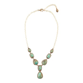 Barse Turquoise Roped Statement Y-Necklace In Bronze