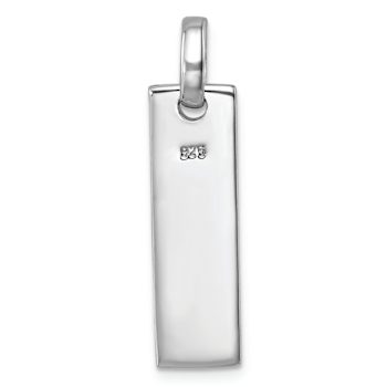 Rhodium Over Sterling Silver Swimming Turtles Rectangle Pendant