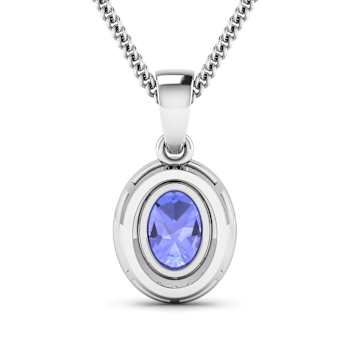 1.09ctw 14K White Gold Tanzanite and White Diamond Pendant with 18 inch
Cable Chain