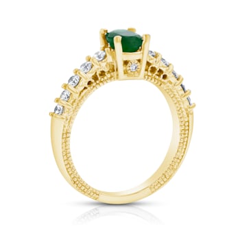 1.31ctw Emerald and Diamond Ring in 14k Yellow Gold
