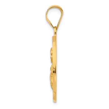 14k Yellow Gold Polished and Satin Saint Maria Goretti Medal Pendant