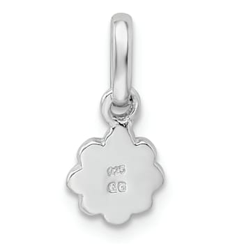 Rhodium Over Sterling Silver White and Yellow Enamel Daisy Children's Pendant