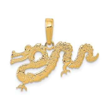 14K Yellow Gold Dragon Pendant