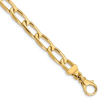 14k Yellow Gold 6.5mm Hand-Polished Open Link Bracelet