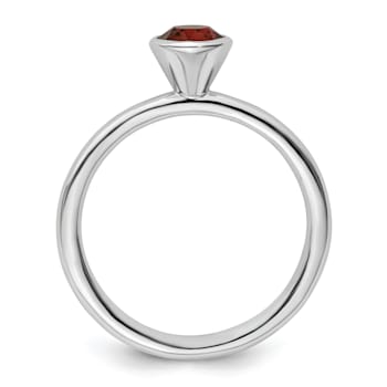 Sterling Silver Stackable Expressions High 5mm Red Crystal Ring