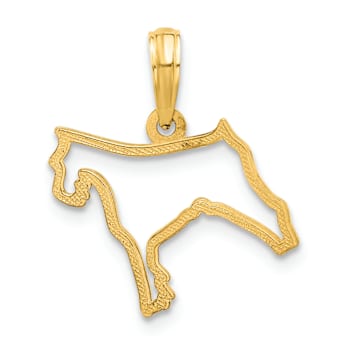 14k Yellow Gold Polished Dog Outline Pendant