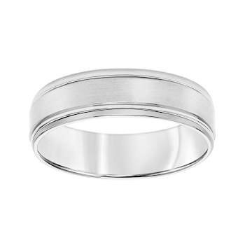 6mm Step-Edge Comfort Fit Band with Brushed Finish in 10k White Gold