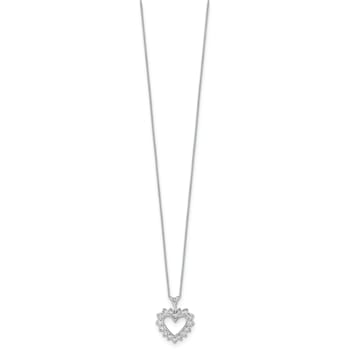 Rhodium Over 14k White Gold Lab Grown Diamond VS/SI GH, Heart Pendant Necklace