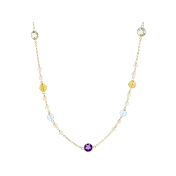 Multi-Gem 14k Yellow Gold Necklace 9.63ctw