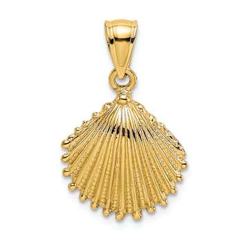 10K Yellow Gold Textured Scallop Shell Charm