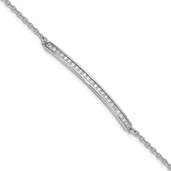 Rhodium Over 14K White Gold Diamond Bar 7.5-inch Bracelet 0.23ctw