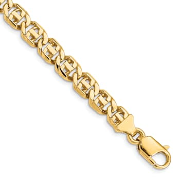 14k Yellow Gold 6.75mm Hand Polished Fancy Link Bracelet