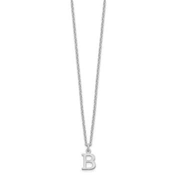 Rhodium Over Sterling Silver Cutout Letter B Initial Necklace