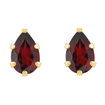 6x4mm Pear Shape Garnet 10k Yellow Gold Stud Earrings