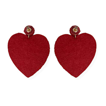 Off Park® Collection, Red Seed Bead Heart Shape Earring.