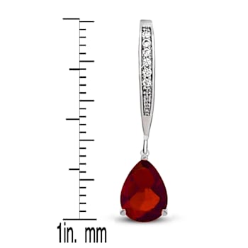 Ruby Color CZ Teardrop Drop Earrings In Sterling Silver